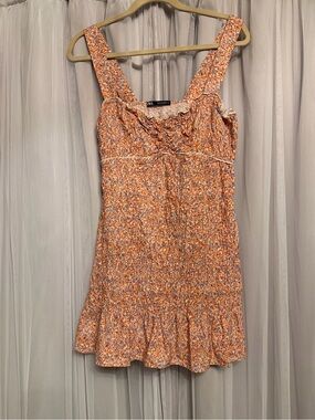 ZARA Orange Floral Ruffled Mini Dress